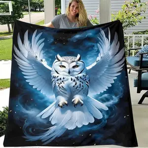 Ultra-Soft Owl Print Flannel Throw Blanket - Versatile, All-Season Comfort for Couch, Bed, Office & Travel - Hypoallergenic, Hand Washable