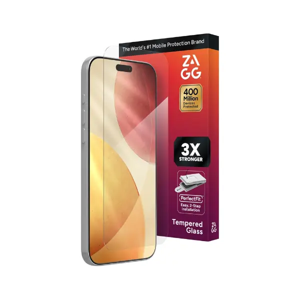 ZAGG Glass+ Screen Protector for iPhone - Impact & Shatter Protection, Full Coverage Scratch & Smudge-Resistant Tempered Glass, Anti-Reflective Camera Lens Protector