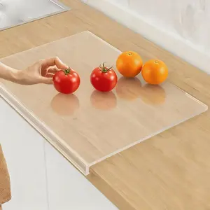 Kitchen Cutting Board with Counter Lip Food Grade Chopping Board Non Slip Serving Tray for Vegetables Fruits Meat Multifunctional Chopping Block Gift for Parents