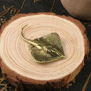 Solid Brass Manta Ray Statue, Handmade Ocean Life Decor, Unique Gift for Marine Enthusiasts, Home Office Desk Shelf Decoration