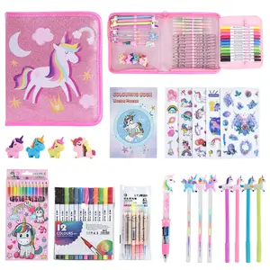 50PCS Washable Markers Set - Art Coloring Drawing Kits with Unicorn Pencil Case, Art Supplies Stationary Set Pencil, Crayon&Markers Stuff, Birthday Gifts Toys for Girl