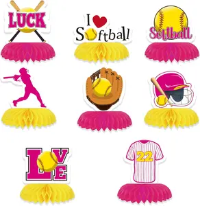8-Piece Softball Honeycomb Centerpieces - 3D Sports Theme Table Decor for Kids Birthdays, Baby Showers & Party Supplies -- men's gifts christmas