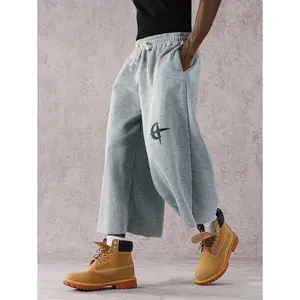 Manfinity Streetrush Men's Street Style Badge Graphic Print Drawstring Waist Loose Fit Sports Pants, Casual Wear For Outings,