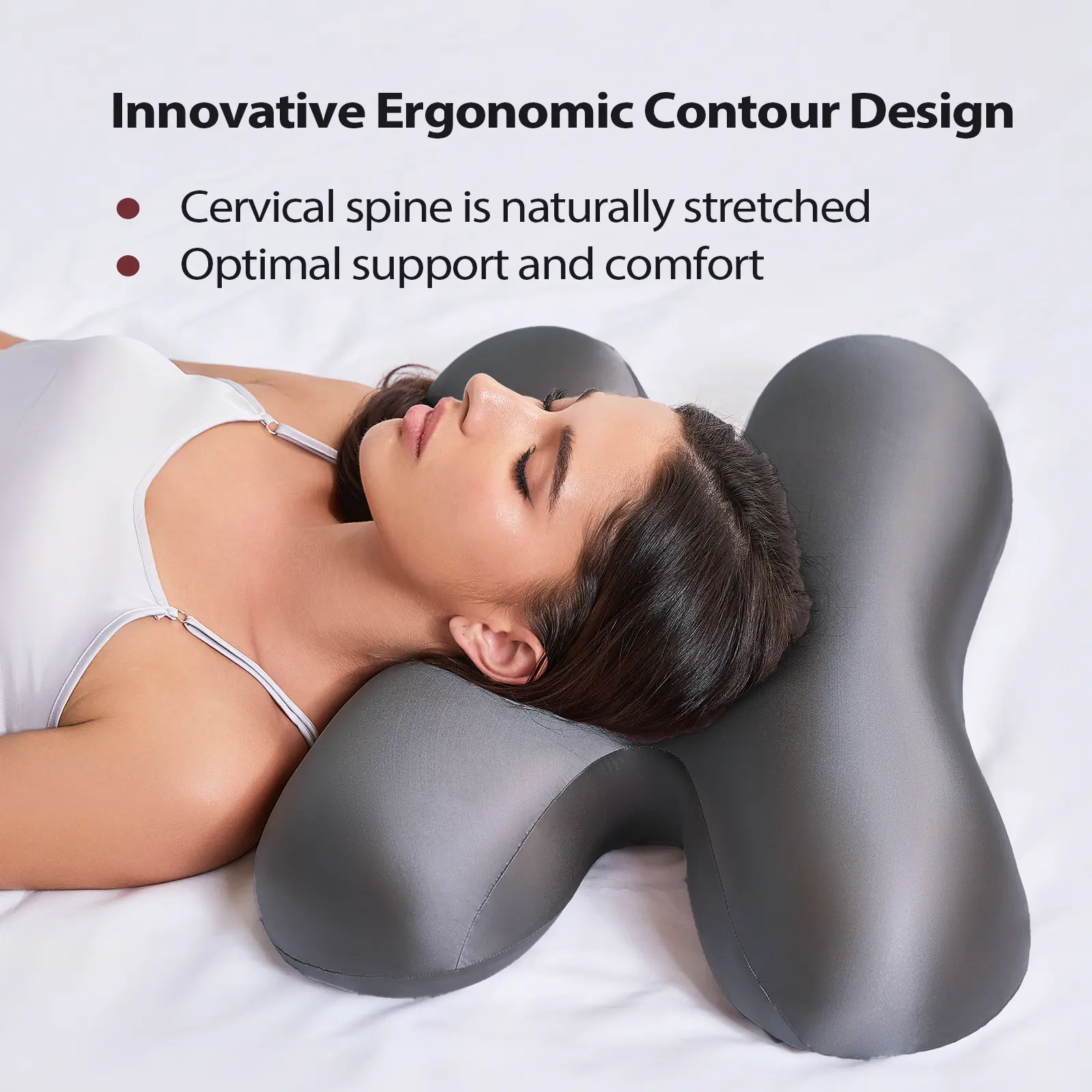 BodyPedia Obsidian Black Beauty Pillow, Anti Wrinkle Pillow, Memory Foam Skincare Pillow, Ergonomic Pillow with Anti-Wrinkle Design, Neck Support Pillow, Soft&Supportive Pillow, Odorless Material, Mellow Cloud Pillow, Pillow for sleeping