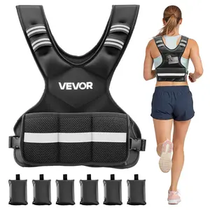 VEVOR Adjustable Weighted Vest, 4-10 lbs Comfortable X-Shape Body Weight Vest Set with 6 Weight Packs and Reflective Stripe, for Men Women, Workout Equipment for Strength Training Running Jogging