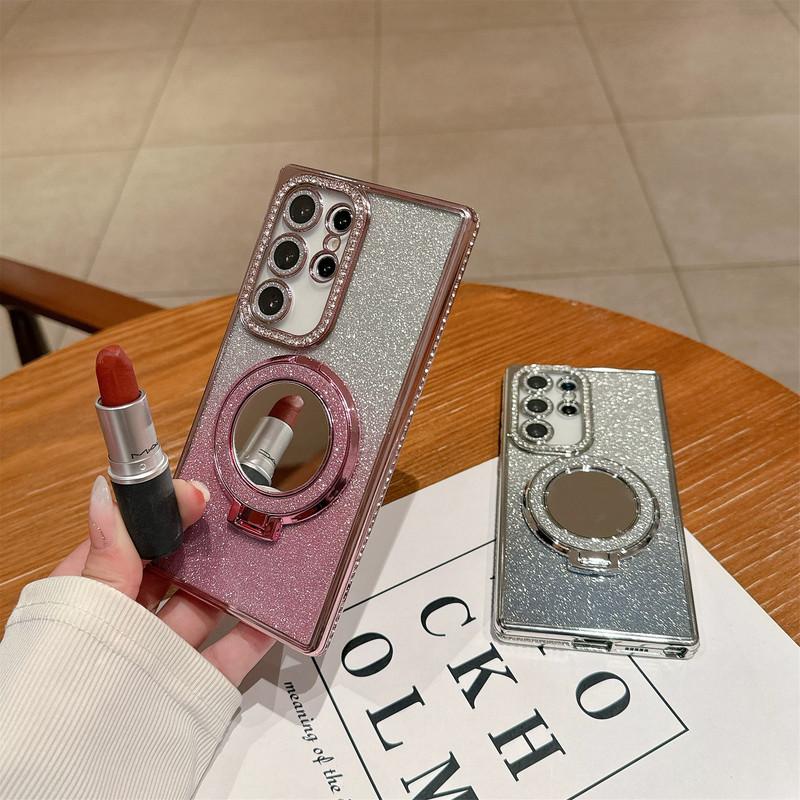 Compatible with S26Ultra/S25Ultra/s24 /s23 /s22 Mirror Stand Glitter phone case -HN-SX414-1