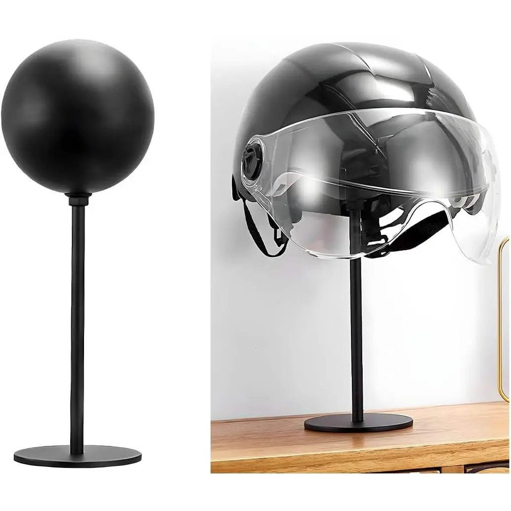POVTII Metal Rotatable Anti-Corrosion Aluminum Motorcycle Helmet Stand - Lightweight Decorative Organiser, Desktop/Hat Display with Thick Base, Wall/Floor Standing Motorcycle Accessory