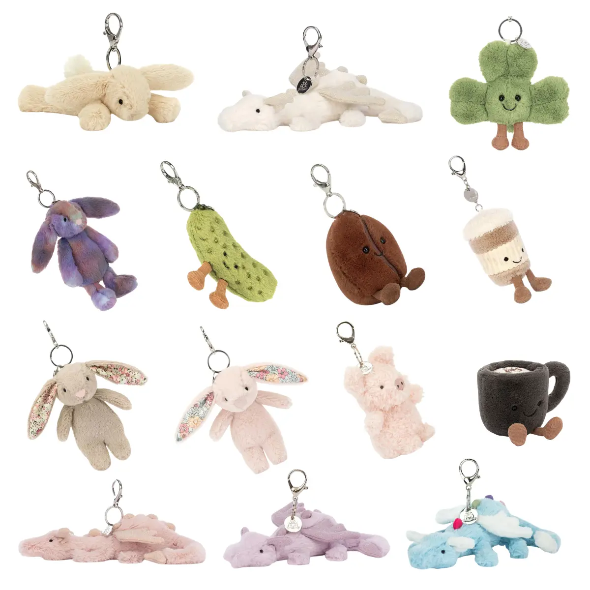 Jellycat Collectible Plush Keychain - Cute Animal or Food Themed Soft Charm - Hanging Pendant Gift for Backpacks, Car Keys Cute Soft Keychains Fuzzy Keychain