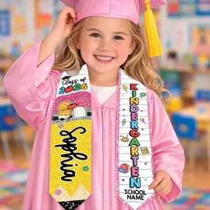 Custom Name Kid Graduation Stole, Grad Gift for Kids, Class of 2026 Kindergarten Stole, Kids Graduation Sash, Preschool Graduation Stole