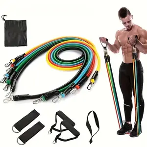 Resistance band set, exercise bands with door anchors, handles, handbag, leg bands, and ankle bands - suitable for yoga, Pilates, and fitness exercises