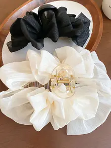Korean acrylic mesh bow pleated hair clip, designed with elegant and sweet temperament, large grip clip, suitable for all occasions, durable material, is a fashionable accessory for women and girls
