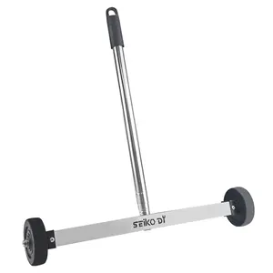 Magnetic Sweeper with Wheels, 15inch Mini Magnetic Sweeper, 8 lbs Capacity, Adjustable Handle, Lightweight Magnetic Pickup Sweeper to Pick Up Nails and Screws, Easy Cleanup of Workshop Garage