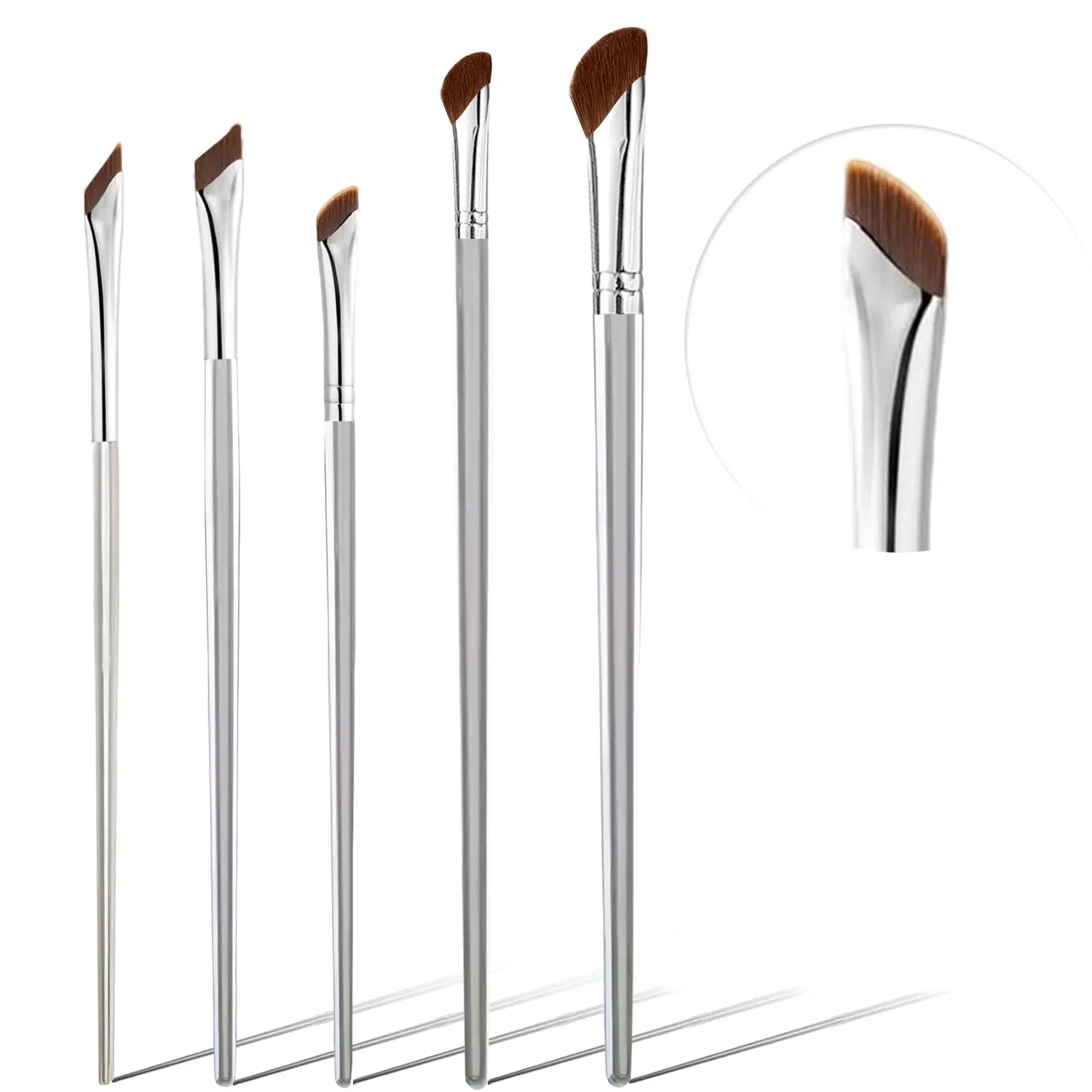 Nose Contour Brush Eyeliner Brush Set 5PCS, Fine Angled Eyeliner Brush Concealer Brush, Ultra Thin Slanted Flat Eyeliner Makeup Brushes, Contour Brushes for Blending Liquid Cream Powder Cosmetics