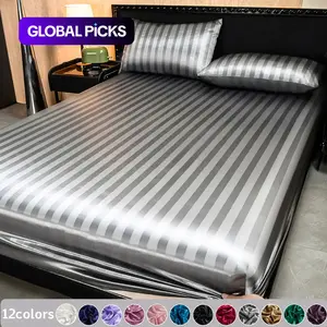 2/3pcs silky silk solid color bed sheet set, Silky bedding sheets, dust-proof and dirt proof mattress cover, soft and comfortable bed sheet, skin friendly and breathable, silk bedding, Soft Bedding Sets, Soft Comfy Bedding