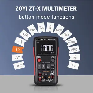 ZOYI ZT-X Digital Multimeter 9999 Counts AC DC Voltmeter and Ohm Volt AMP Automatic Range Tester;Button Multimeter Measures Current Capacitance Temperature ,Non Current Mode AC550V Anti-Burning NCV Ture RMS Meter dc voltage