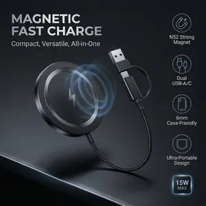 30W Magnetic Wireless Charger Compatible With IPhone 16 12 13 14 15 Pro Max Plus Mini USB Type C Fast Charging Phone PD Fast Charger Cable Accessoriesfor Pixel ,Galaxy And More,Various Electronic Products Supporting Wireless Charging
