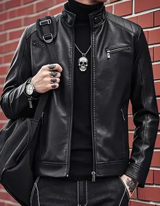 Leather Jacket with Zip Closure - Stylish and Durable Men's Outerwear Chrismas Gift For Men Boyfriend leather  jacket  outfit