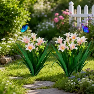 Metal Agave Plant with Artificial Flowers Mexican Style Outdoor Garden Sculpture Waterproof Yard Decor for Patio Lawn