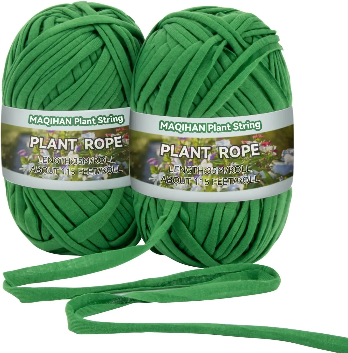 2 Pack Garden String -  Ties, Garden Twine, Gardening Tape, Tree Support, Stretchy  for Trees,,Green Soft Ties for All  All Gardeners(35M/Roll,115FT)