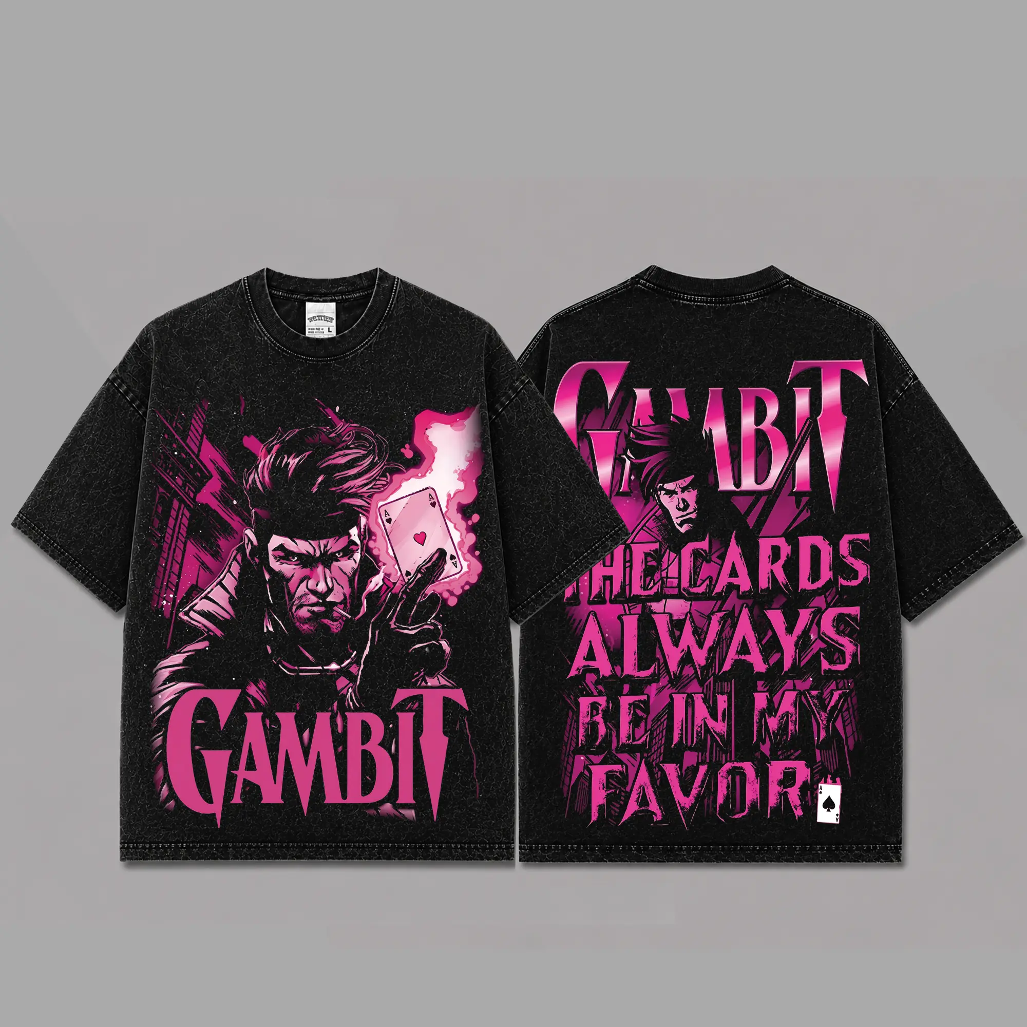 Ver 3 Gambit Inspired Oversized Black Graphic T-Shirt, Vintage Movie Actor Fan Tee, The Remy LeBeau Shirt, Y2K Comic Style Streetwear Top, Black Cotton Unisex Tee, Retro Superhero Inspired Shirt, Gift for Movie Fans