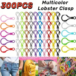 Set of 300 Hooks, Ideal for Bags and Keychains,Colorful Bulb Buckles,Lobster Clasps, DIY Accessory,Multicolor Lobster Clasp Keychain,Lanyard Clips,Lobster Claw Clasps, Backpack Clips