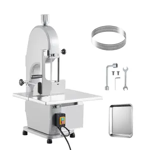 Garvee Electric Bone Saw Machine, 1100w Commercial Meat Bandsaw with 6 Blades, 0.16-7.09 Inch Cutting Thickness, 19.3" x 15" Stainless Steel Countertop Frozen Meat Cutter for Beef, Pork, Ribs & Fish