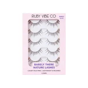 [RUBY VIBE CO] Light Flutter BL001 Ultra-Natural Clear Band Lashes Soft Wispy Lift 5 Pairs Feather-Light Comfort Vegan Cruelty-Free
