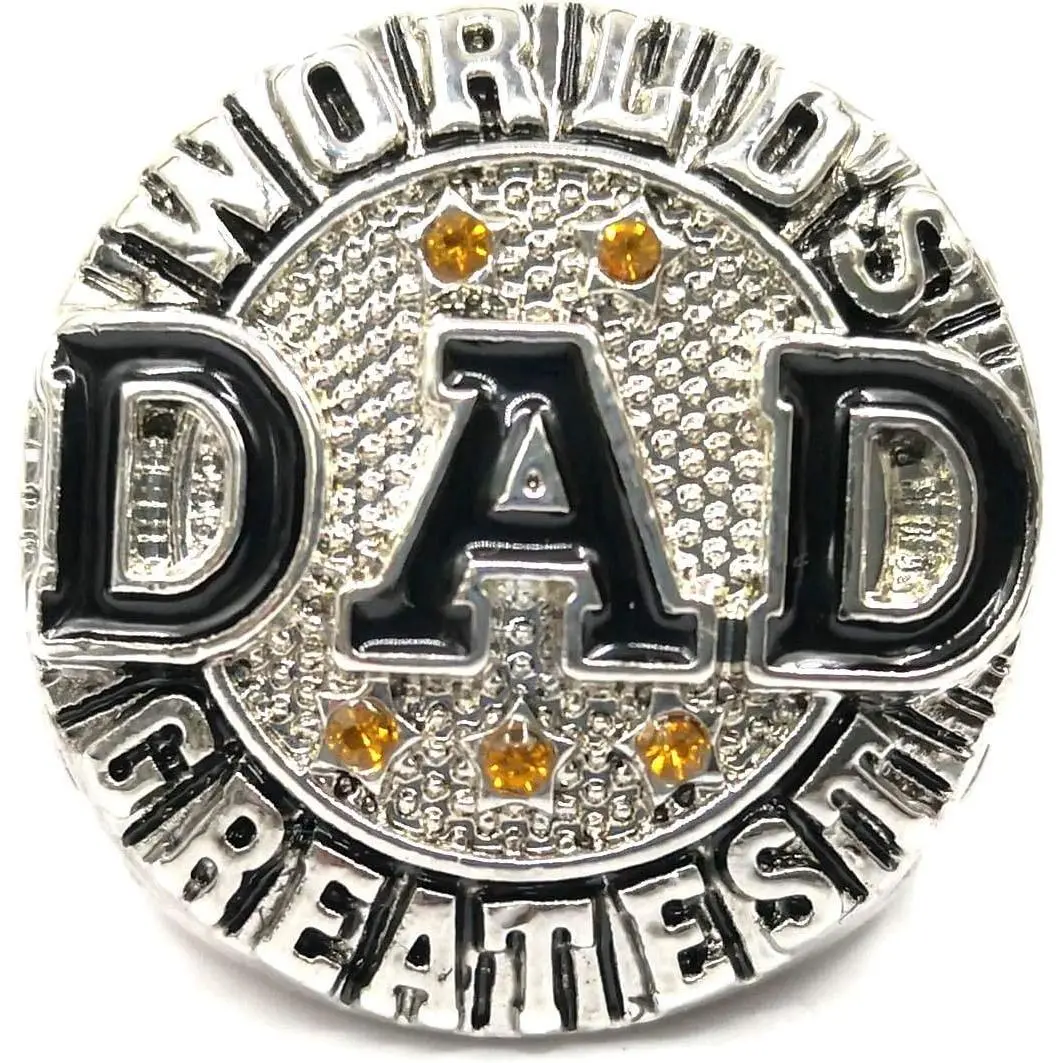 Worlds Greatest DAD My #1 HERO Endless Love Ring Fathers Day Birthday Xmas Gift dad rings for men Zinc Alloy A+++ Crystal Stones Size 11 with Free Box
