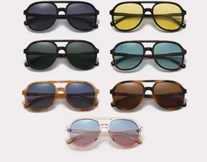 Amazon  TAC polarized sunglasses, dual bridge design, unisex, European/American trendy aviator shades