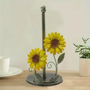 Sunflower Paper Towel Holder Bird Flower Vintage Kitchen Decor Home Farmhouse Desktop Iron Art Gift for New House Mom