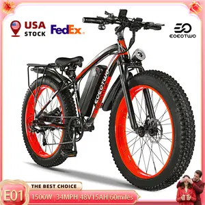 EOEOTWO-Electric Bicycle (Model E01) – 1500W Peak Power, 26x4-inch Wide Tyres, 48V 15Ah All-terrain E-bike with 60-mile Range & 32mph Max Speed. Equipped with the Latest LED Colour Screen Dashboard; Suitable for Road, Sandy, Mountain & Snowy Terrain