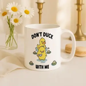 [SALE UP TO 50% + FREE SHIP] Funny Duck Knife Mug, Sassy Meme Coffee Cup, Edgy Humor