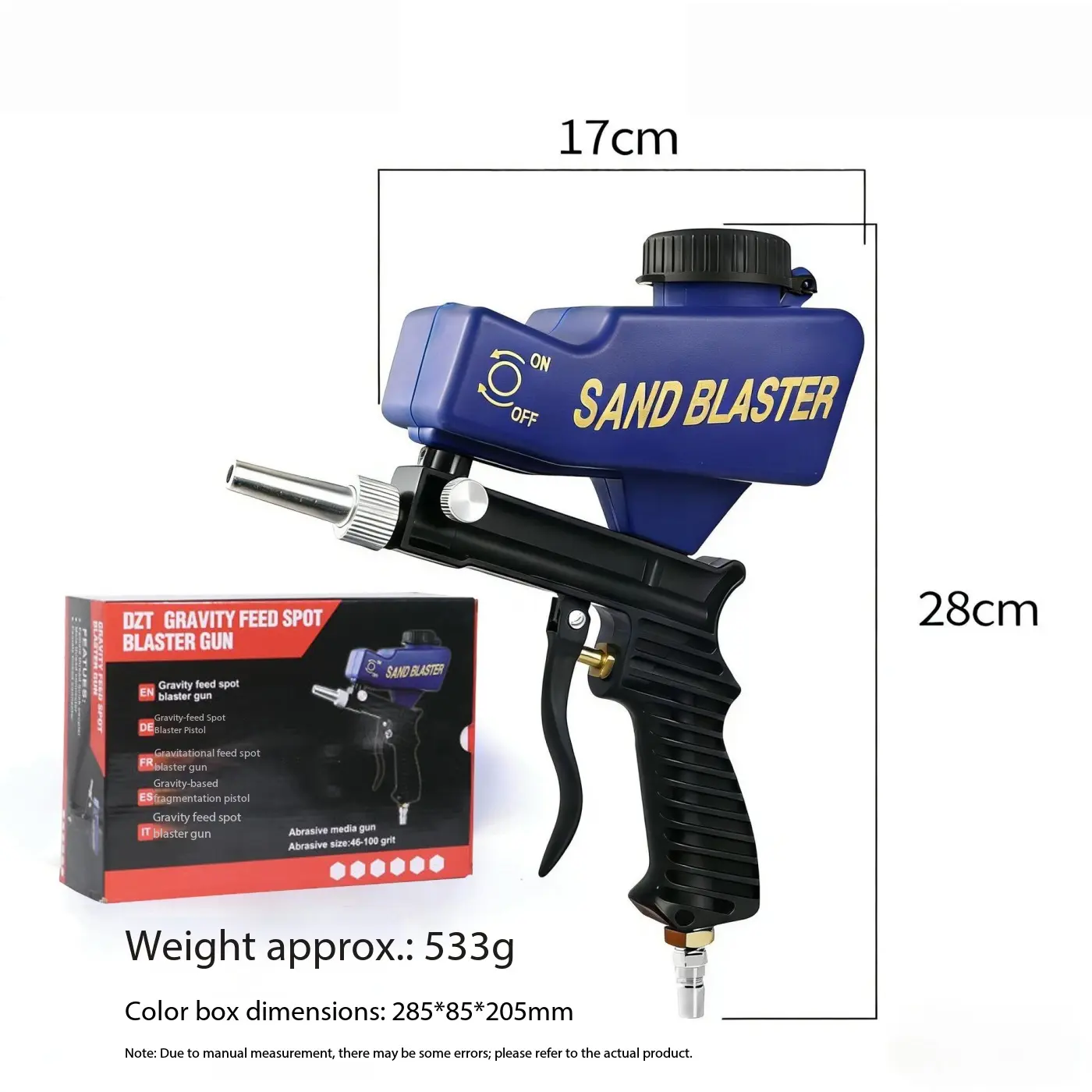 Sandblasting Gun, Pneumatic Sandblaster, Small Handheld Sandblaster, Portable for Home Use, Metal Surface Preparation & Restoration Tool