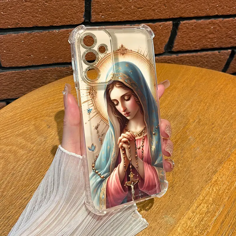 Virgin Mary Pattern Phone Case Anti-drop Cellphone Protective Case Soft Transparent Shockproof Mobile Phone Cover For SAMSUNG GALAXY A14 A15 A16 A25 A26 A34 A35 A36 A53 A54 A55 A56 4G 5G Gift Ideas, Flexible Tpu Hugs Your Phone Securely, Tpu