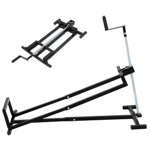 [fathers day gift]880 Lb Capacity Lawn Tractor Lift Jack - Telescoping Ride-on Mower & ATV Maintenance Jack with Foldable Design,Manual Crank & Power Drill Compatible, Black