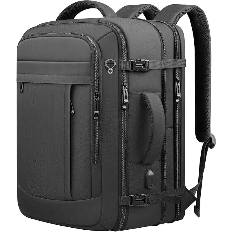 Travel Backpack, 50L Expandable Extra Large Laptop Backpack, Carry On Backpack Water Resistant Business Suitcase Daypack Bag Fits 17 Inch Laptops, Travel Gifts for Men Women, Black