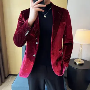 Autumn New  Jacket Men's Blazer Business Fashion Hot Stamping Printed Suit Jacket High-quality  Dress Suit Menswear Long Sleeve
