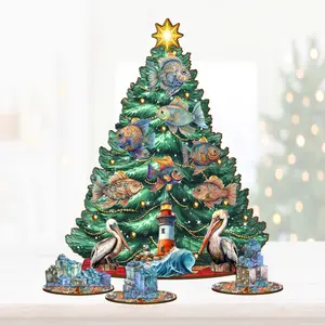 Designocracy 8091514 12.5 in. Coastal-Themed Collectible Tabletop Christmas Decor Set