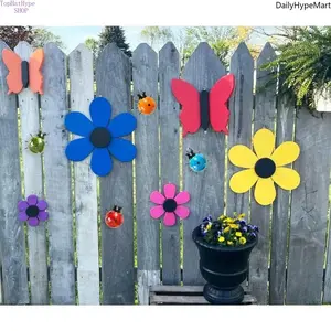 4-Piece Metal Ladybug Wall Art, Colorful Weatherproof Garden Decor