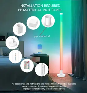 1.2m Corner Floor Lamp, Smart  PP RGB LED Corner Lamp with App & Remote, Modern Floor Lamp with 16 Million Colors, Music Sync, Scene Modes, Color Changing Standing Lamps for Living Room, Bedroom
