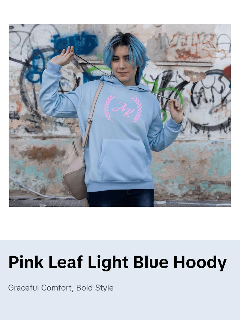 AK Women's Pink Leaf Light Blue Hoodie Casual Breathable