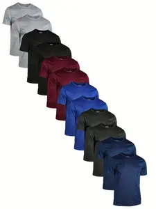 Men's Moisture-Wicking Breathable Quick-Dry Sports T-Shirts, Durable Heavyweight Gym & Outdoor Wear, All-Season Comfort Short Sleeve Shirts, Sporty Round Neck, Athletic Sports Clothing