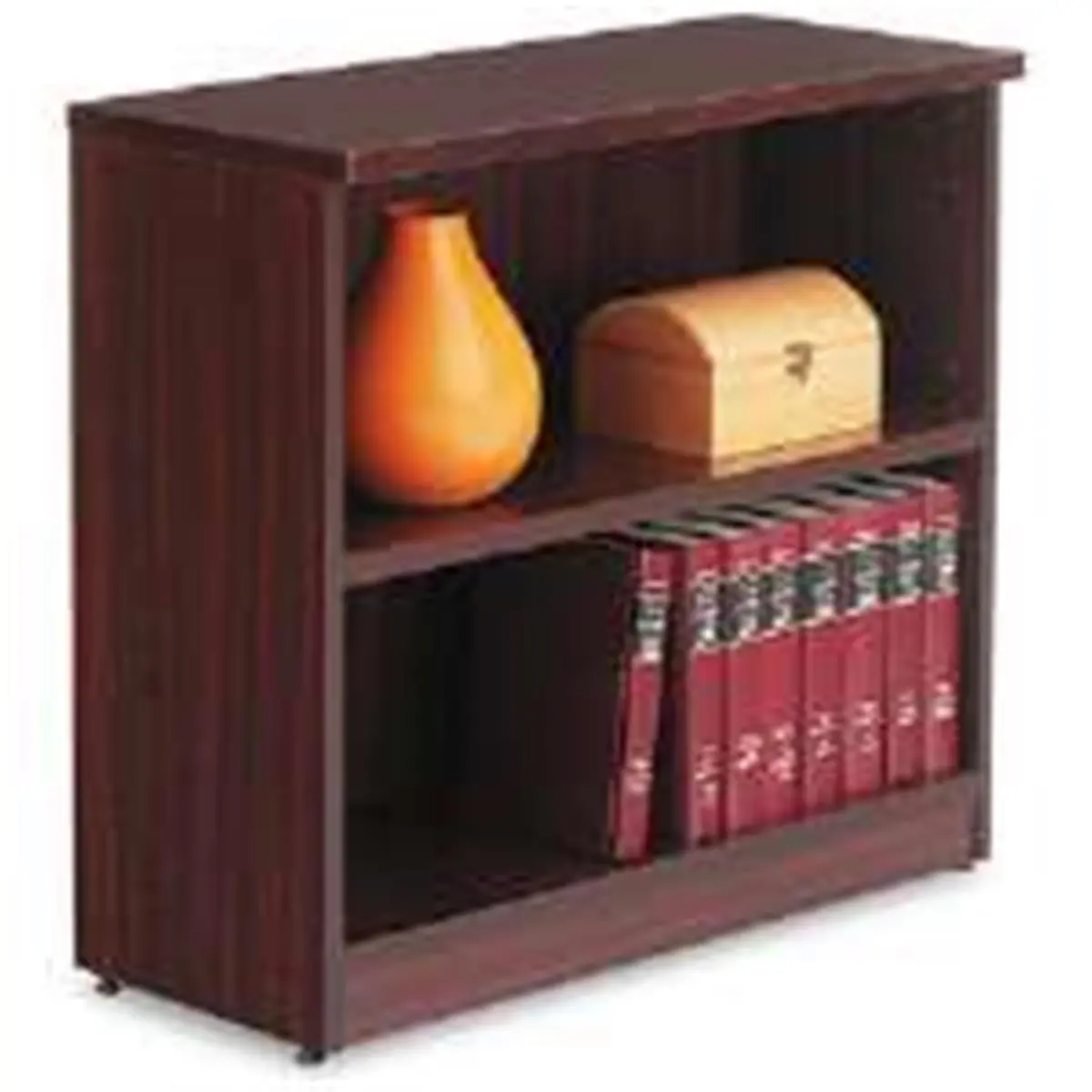 212 MAIN Valencia Series Commercial Office 2-Shelf Bookcase - Laminate Mahogany Woodgrain, Adjustable, Contemporary Design, PVC Edges, for Office Book Storage