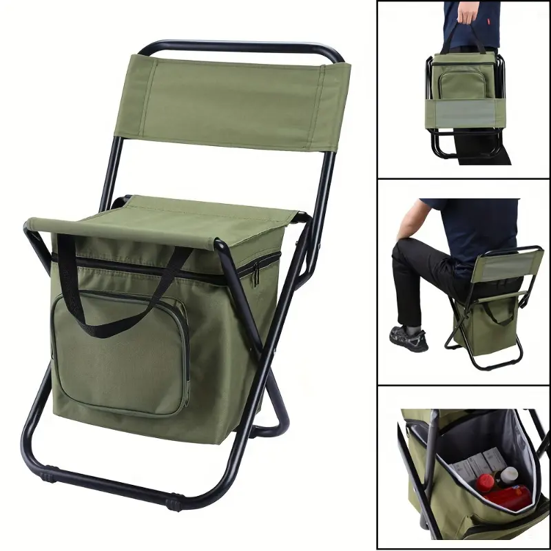 Portable Folding Camping Chair, Lightweight Backrest Stool Compact Folding Chair Seat, Outdoor Backrest Stool with Folding Backpack, Can Bear Large Weight, Suitable for Camping, Hunting, Fishing, Hiking, Travelling And Other Environments