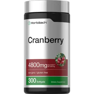 Horbäach Cranberry Pills 4800mg | 300 Softgels | Non-GMO, Gluten Free Supplement | from Concentrate Extract