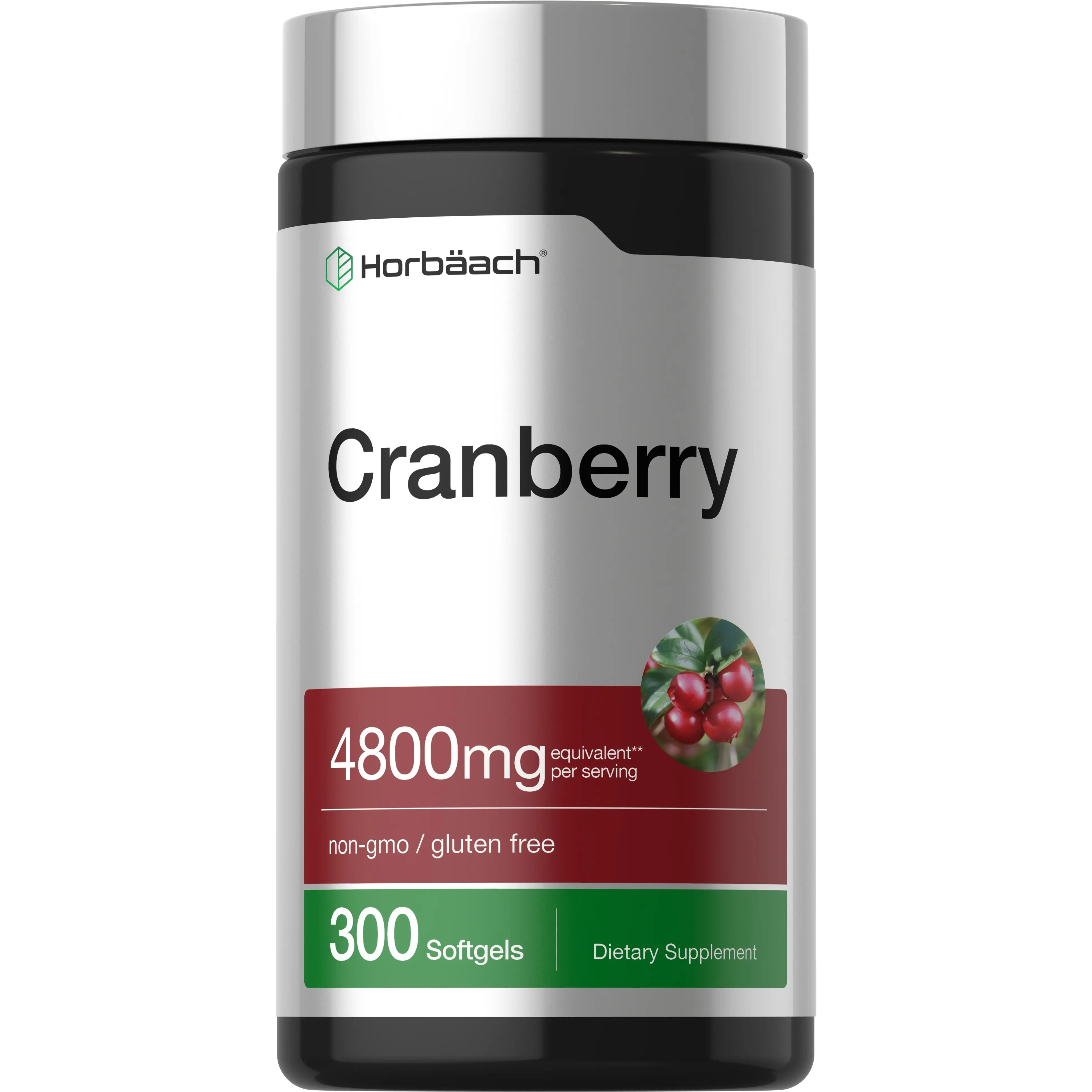 Horbäach Cranberry Pills 4800mg | 300 Softgels | Non-GMO, Gluten Free Supplement | from Concentrate Extract