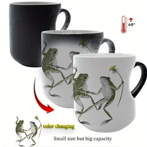 Interesting Cup: Heart-Shaped Ceramic Thermal Changing Mug with Frog Design - Perfect for Christmas, Valentine's Day, Thanksgiving, and More!