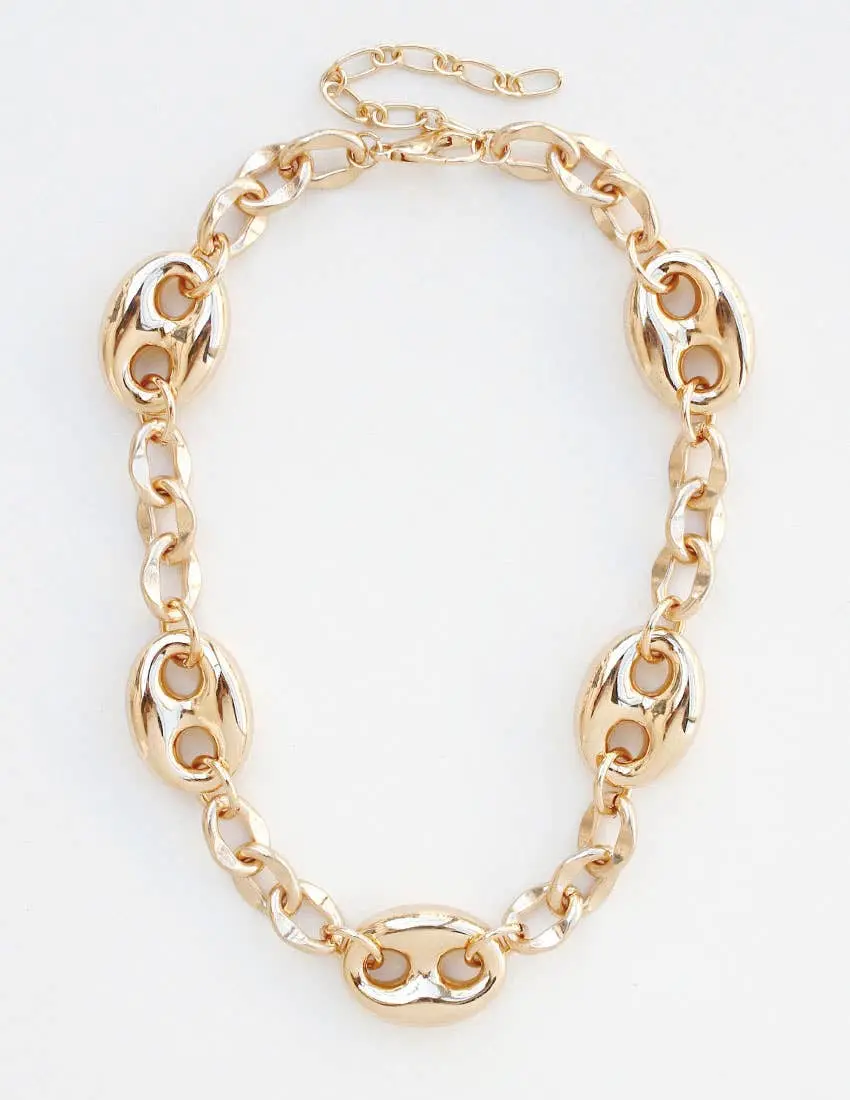 Button Chain Link Necklaces