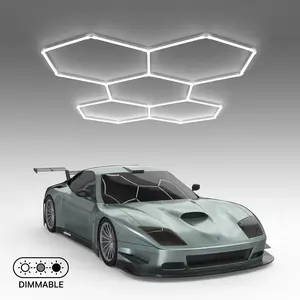 HYPERLITE hexagon LED lights, offering  9900/15840/30360/38280/60720 LM hexagon lights brightness garage detailing, gyms, and shops Honeycomb Lights, with 3-level dimming control led hexagon lights,Adjustable Lighting，memorialday summervibes