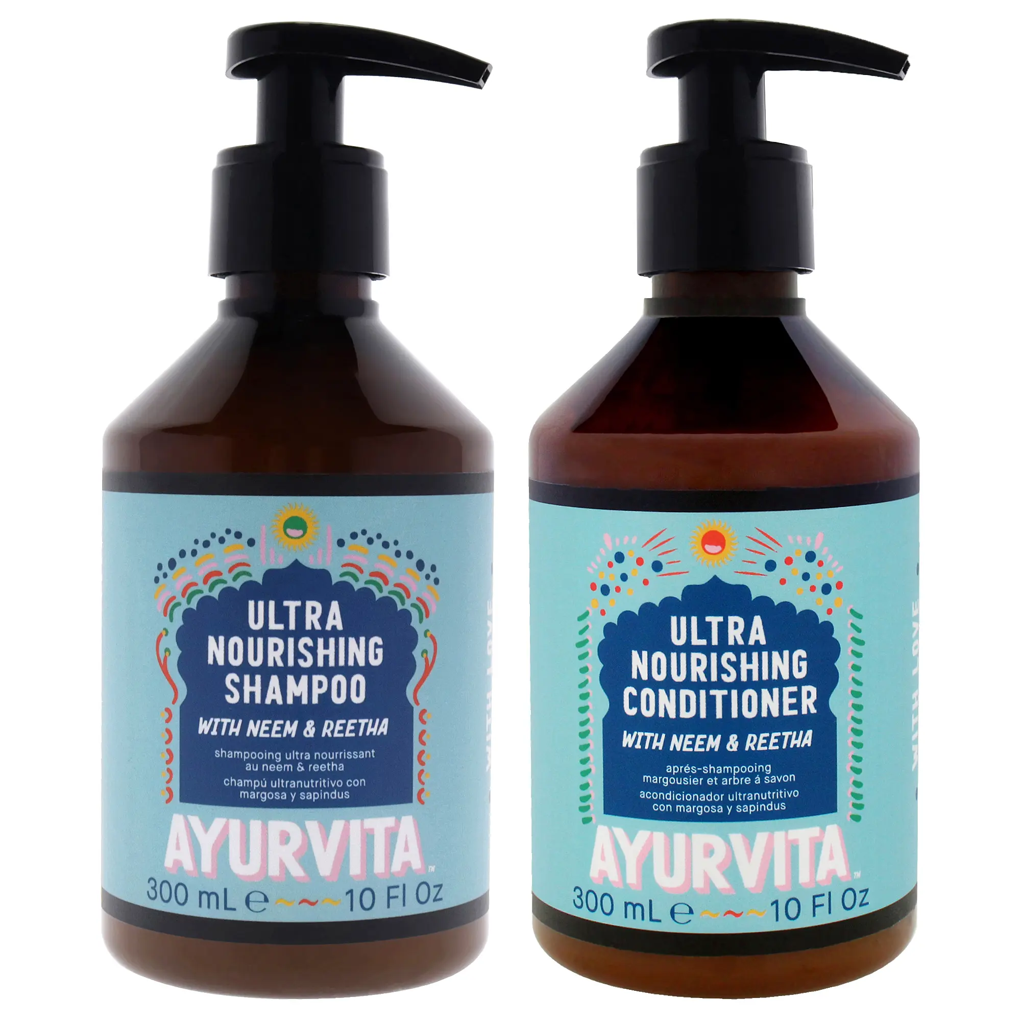Shampoo and Conditioner Duo by Ayurvita for Unisex - 2 Pc Kit 10oz clarifying Anti-Dandruff Shampoo, 10oz Conditioner Set